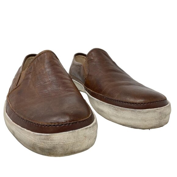 Frye Gavin Sneaker in Brown Leather Mens Size 8 Slip-on Casual Distressed - Picture 2 of 10